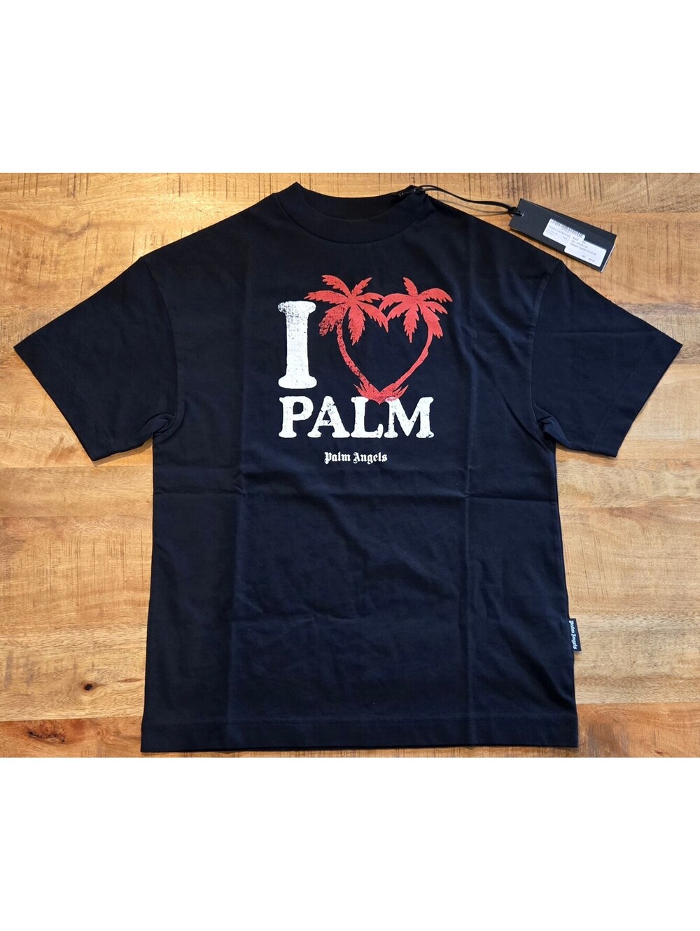 Palm Angels XS Black/Red Logo Crew Neck Short Sleeve Cotton Tee NWT